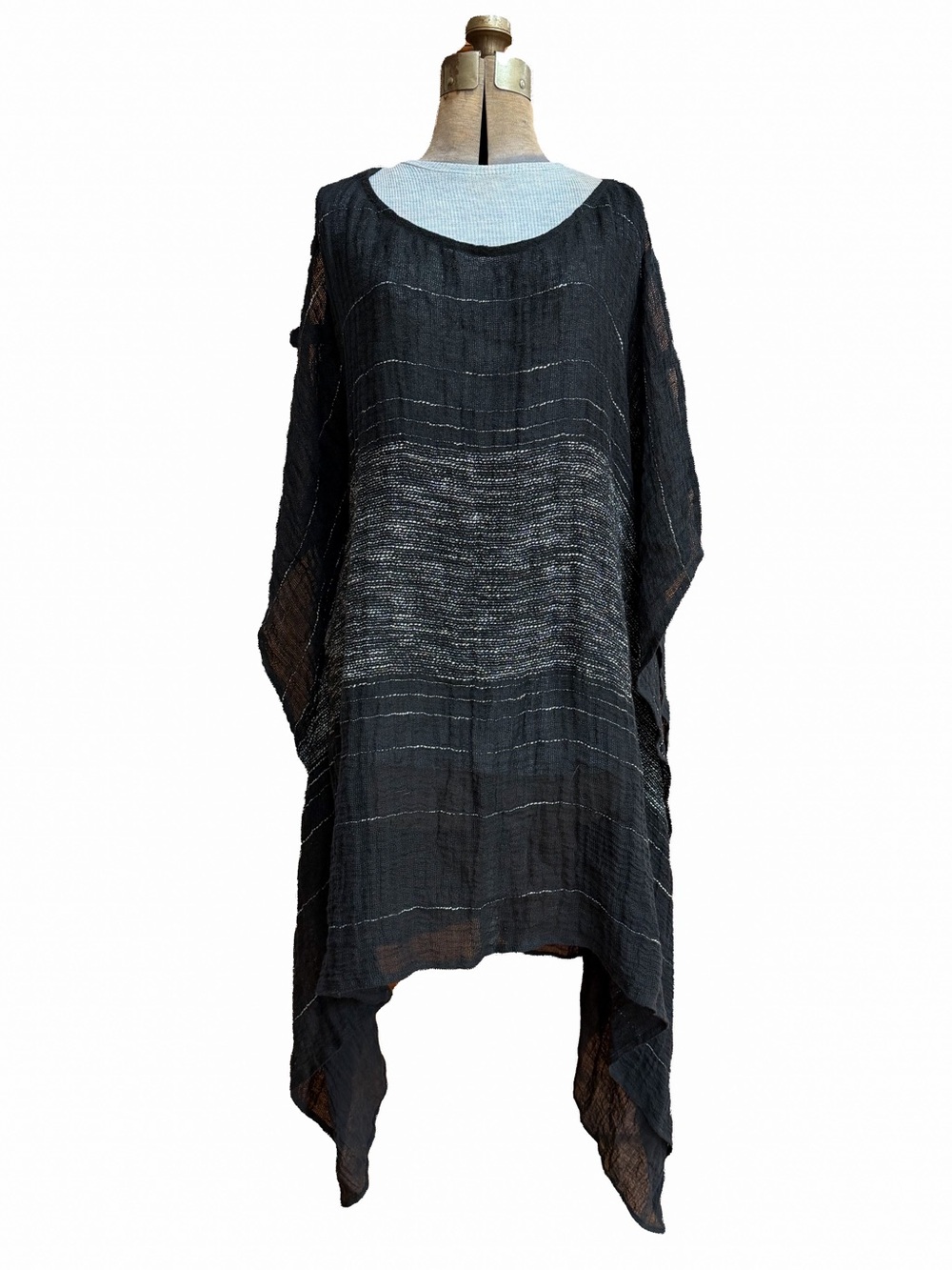 Igor Dobranic Linen Santiago Tunic Black and White Luxury Designer Lagenlook